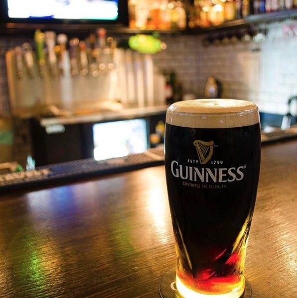 A pint of Guinness on the bar at The Irishman Irish pub in Huntington Beach